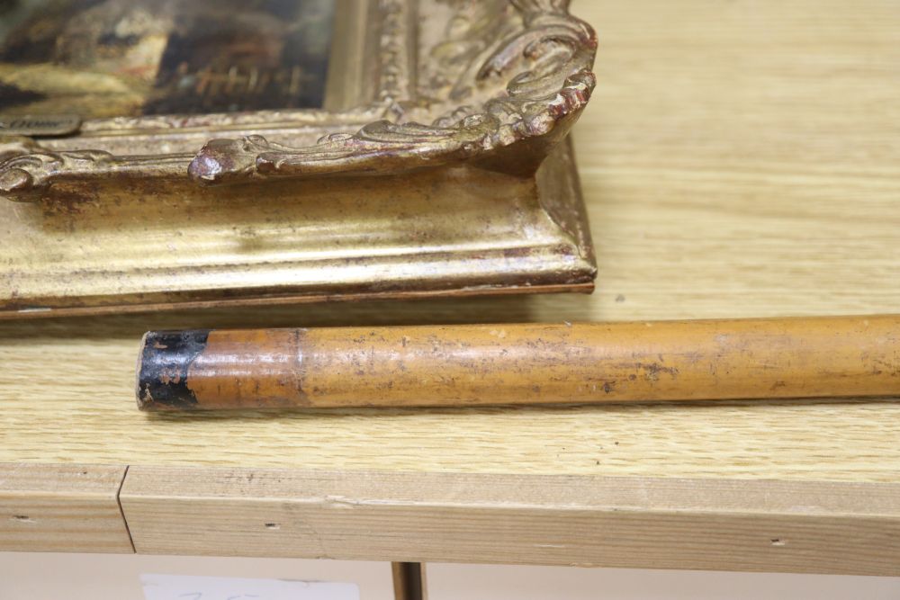 A carved ivory dogs head walking stick, c.1860, length 33cm